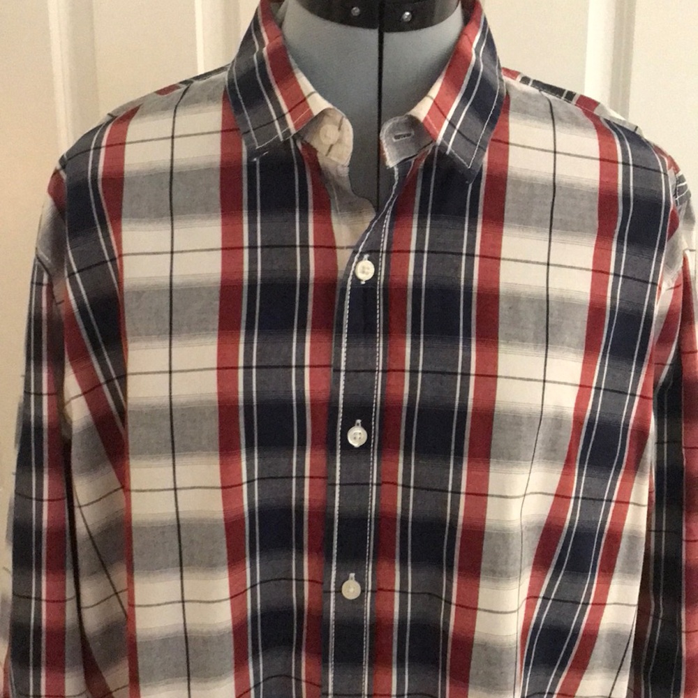 American Rag Blue Red White Plaid Shirt Men’s Size Large L